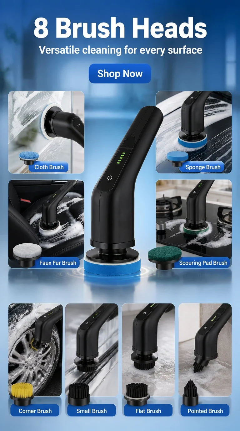 Rechargeable Electric Cleaning Brush for Kitchen and Bathroom