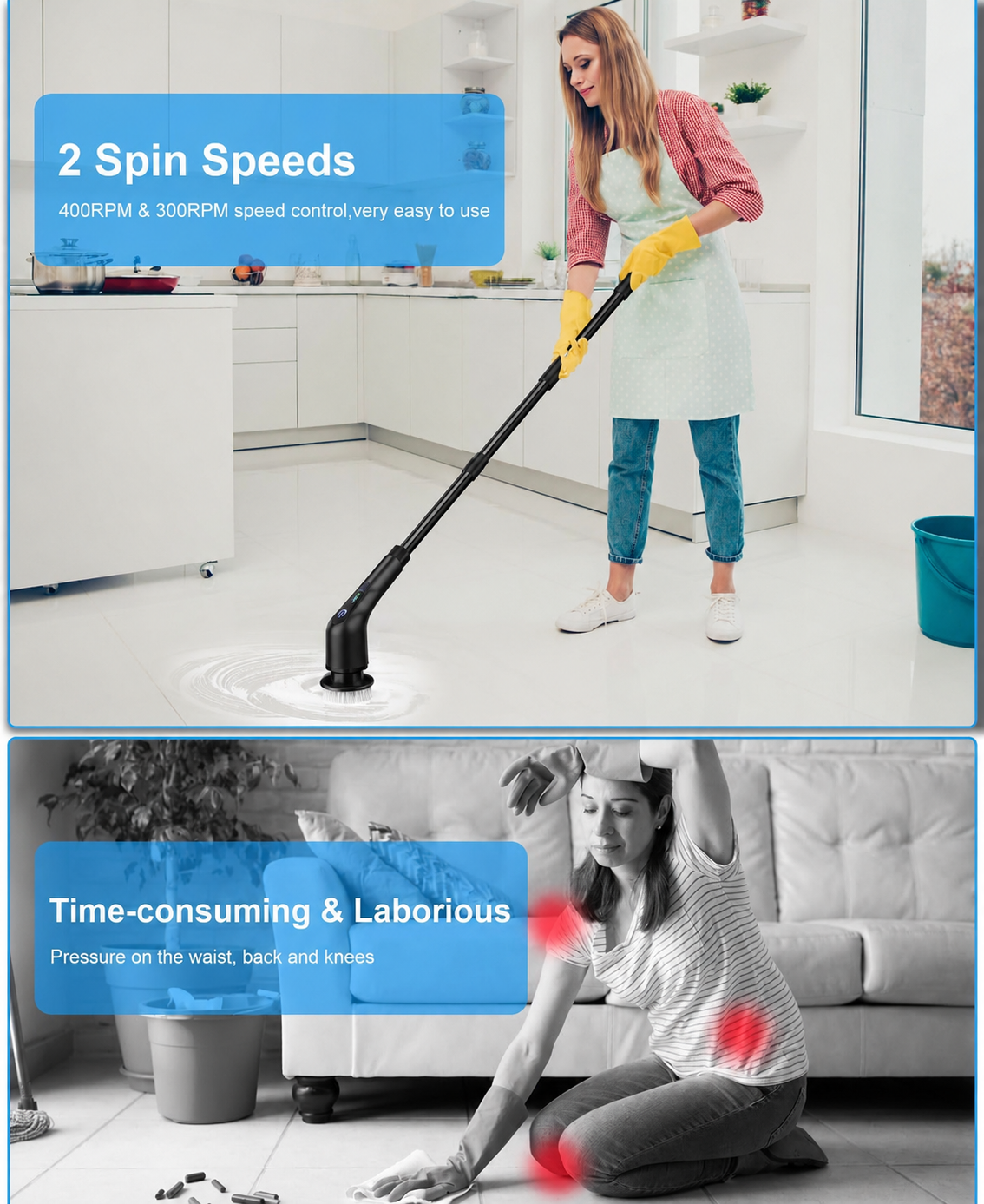 AuraClean™ Electric Spin Scrubber – Cordless Power Cleaning Brush