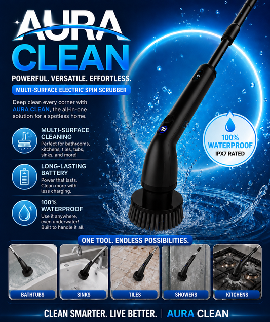 AuraClean™ Electric Spin Scrubber – Cordless Power Cleaning Brush